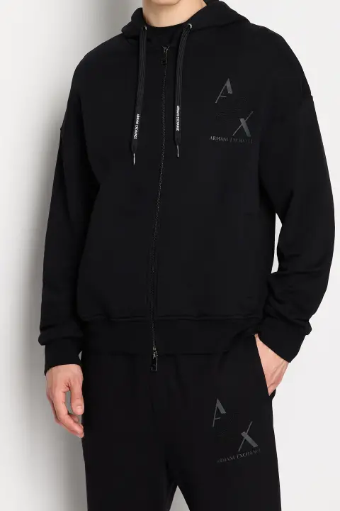 Erkek Fermuarlı Sweatshirt-siyah - ARMANI EXCHANGE