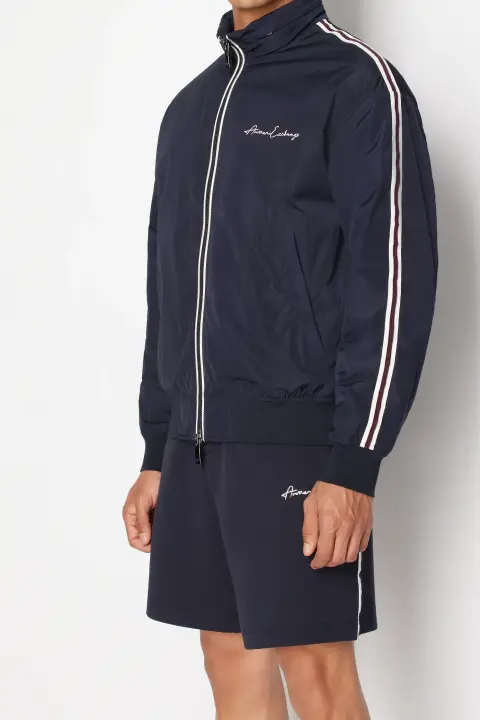 Erkek Kontrast Renkli Blok Yazılı Logolu Mont-lacivert - ARMANI EXCHANGE