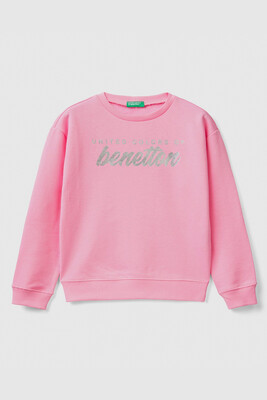 Benetton Kız Çocuk Sweat-Pembe 