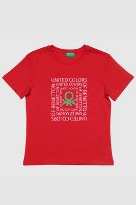 Benetton Kız Çocuk T-Shırt-Kırmızı 