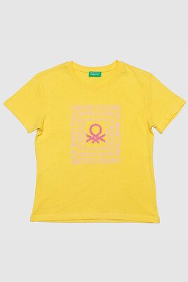 Benetton Kız Çocuk T-Shırt-Sarı 