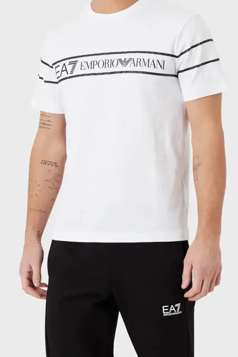 Bisiklet Yaka Erkek T-shirt-beyaz - EA7