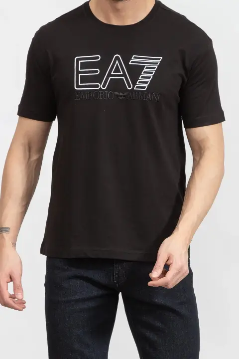 Bisiklet Yaka Erkek T-shirt-siyah - EA7