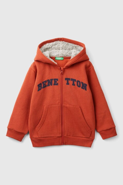 Erkek Bebek Kapüşonlu Sweatshirt - Tuğla Kırmızı 