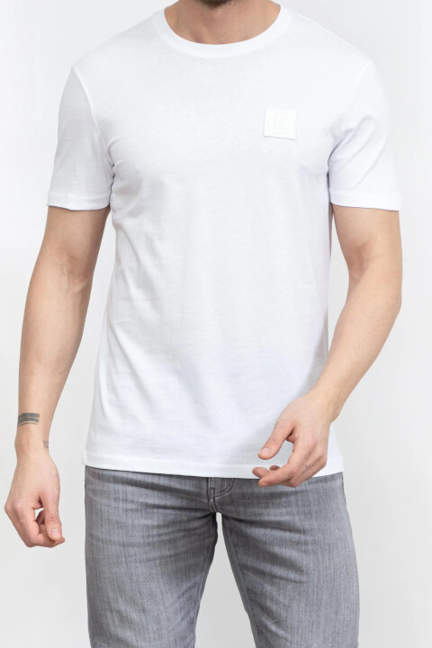 Erkek Bisiklet Yaka T-Shirt-Beyaz 