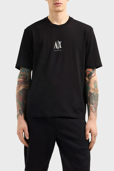 Erkek Bisiklet Yaka T-Shirt - Siyah 