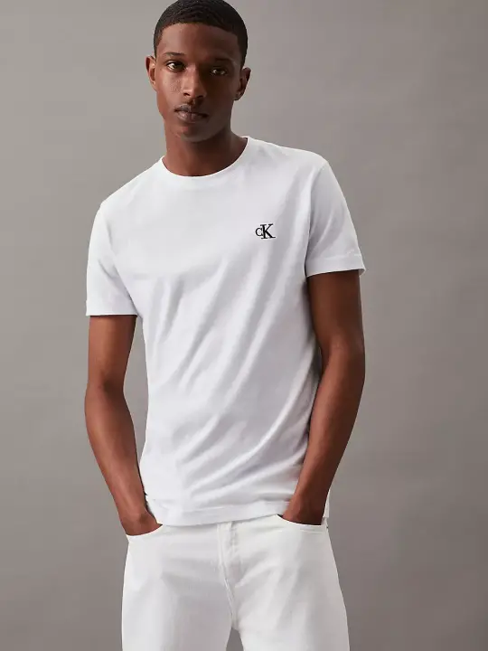 Erkek Ck Essential İnce T-shirt - Beyaz - CALVIN KLEIN