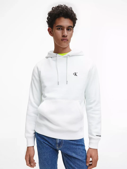 Erkek Ck Essentıal Regular Hoodıe Sweatshirt-Beyaz 