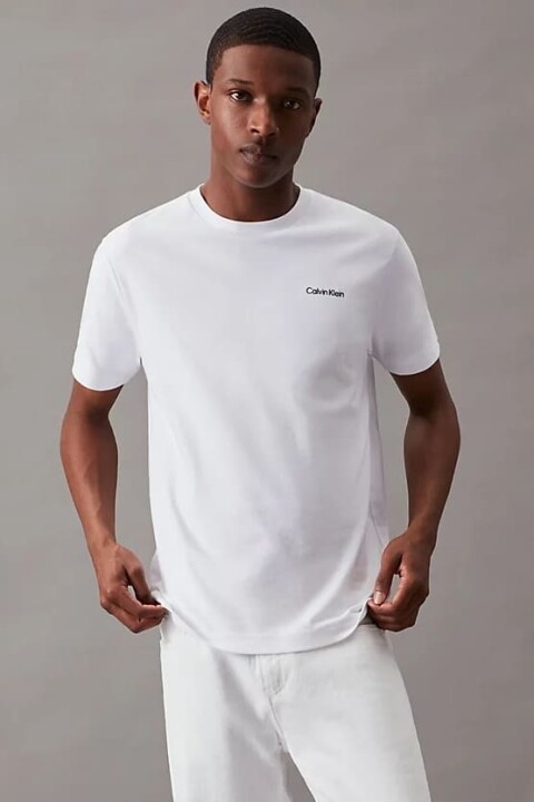 Erkek Ck Mikro Logo İnterlock T-shirt - Beyaz - Calvin Klein