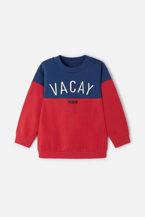 Erkek Çocuk Baskılı Sweatshirt - Kırmızı/Lacivert 