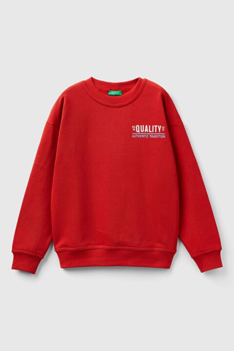 Erkek Çocuk Bisiklet Yaka Sweatshirt - Kırmızı 