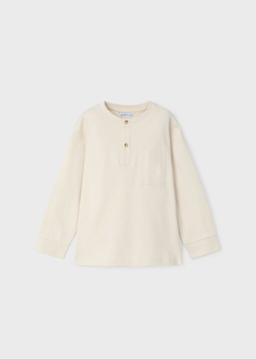 Erkek Çocuk Düğme Yaka T-Shirt Krem 
