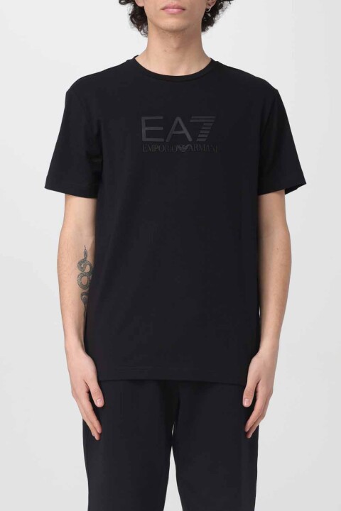 Erkek Ea7 Logolu Bisiklet Yaka T-shirt - Siyah - EA7