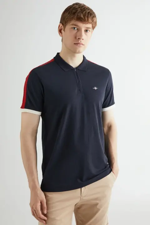 Erkek Gant Regular Fit Renk Bloklu Polo - Lacivert 