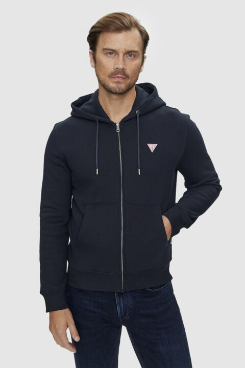 Erkek Gj İnce Fermuar Kapüşonlu Sweatshirt - Lacivert 