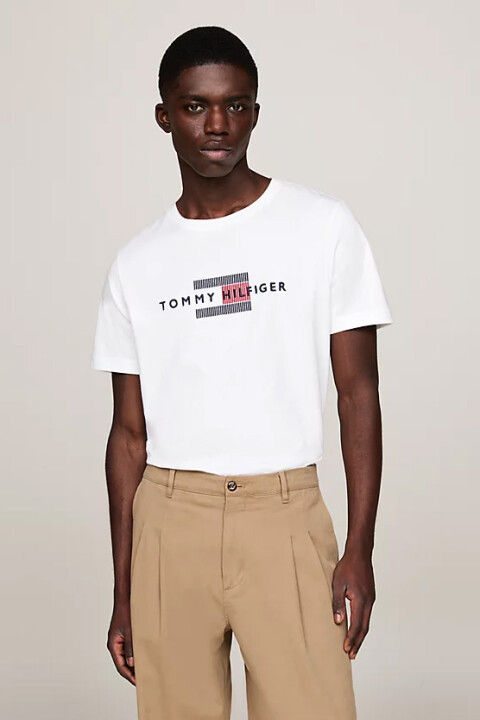 Erkek Hilfiger Bayrak Nakışlı T-Shirt - Beyaz 