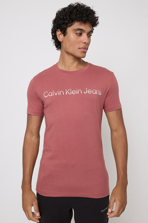 Erkek Logo Baskılı Kısa Kol T-Shirt - A. Pembe 