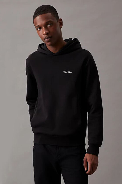 Erkek Mıcro Logo Pamuklu Kapüşonlu Sweatshirt - Siyah 