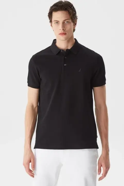 Erkek Nautica Slim Fit Kısa Kollu Polo - Siyah 