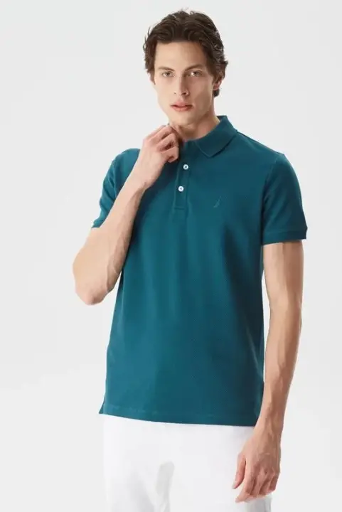 Erkek Nautica Slim Fit Kısa Kollu Polo - Yeşil 