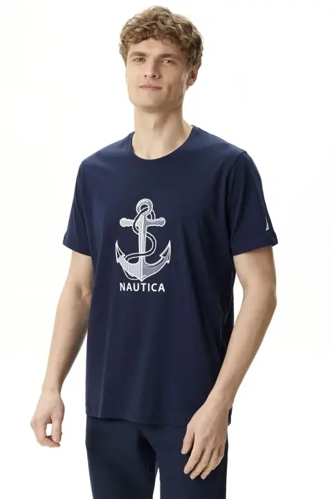 Erkek Nautica Standart Fit Kısa Kollu T-Shirt - Lacivert 