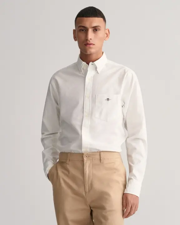 Erkek Regular Fit Düğmeli Yaka Oxford Gömlek-beyaz - GANT