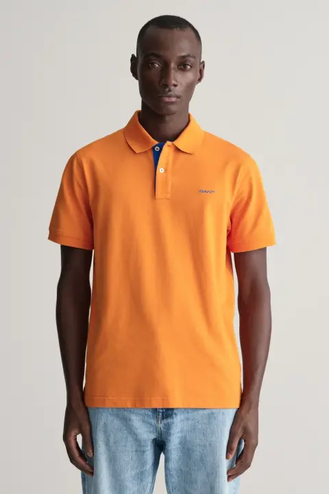 Erkek Regular Fit Logolu Polo - Turuncu 