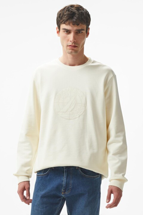 Erkek Regular Fit Sweatshirt - Beyaz 