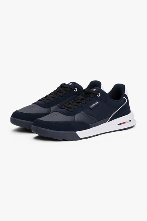 Erkek Retro Deri Sneaker - Lacivert 