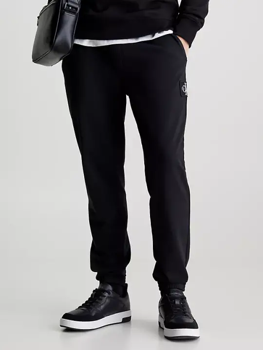Erkek Skinny Terry Badge Jogger - Siyah 