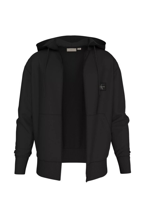 Erkek Woven Fermuarlı Kapüşonlu Sweatshirt - Siyah - Calvin Klein