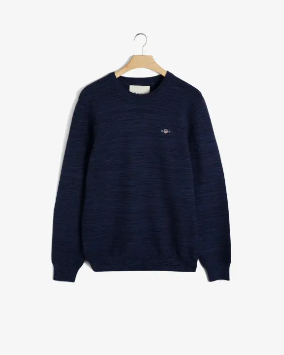 Erkek Regular Fit Bisiklet Yaka Logolu Kazak-Lacivert 