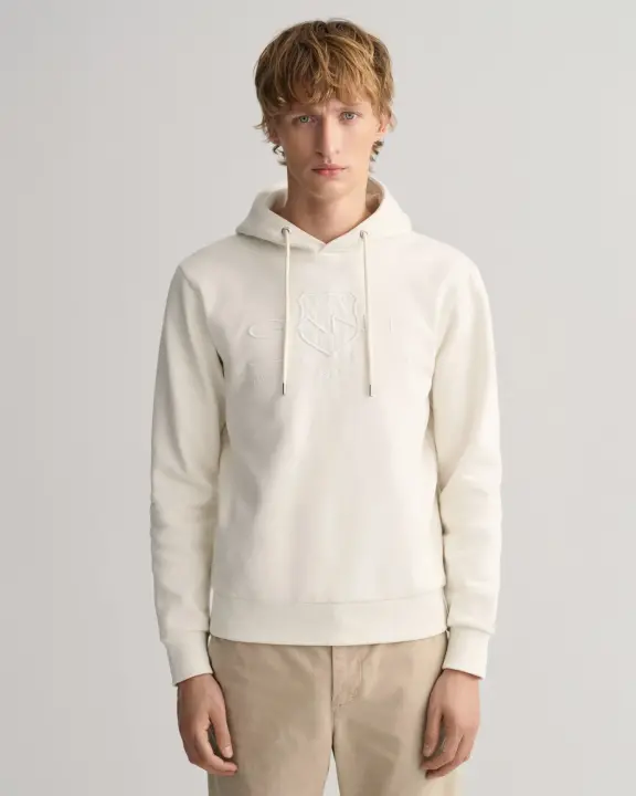 Erkek Regular Fit Kapüşonlu Logolu Sweatshirt-Bej 