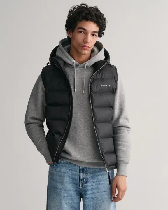 Erkek Regular Fit Kapüşonlu Yelek- Siyah 