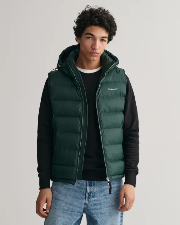 Erkek Regular Fit Kapüşonlu Yelek-Yeşil 