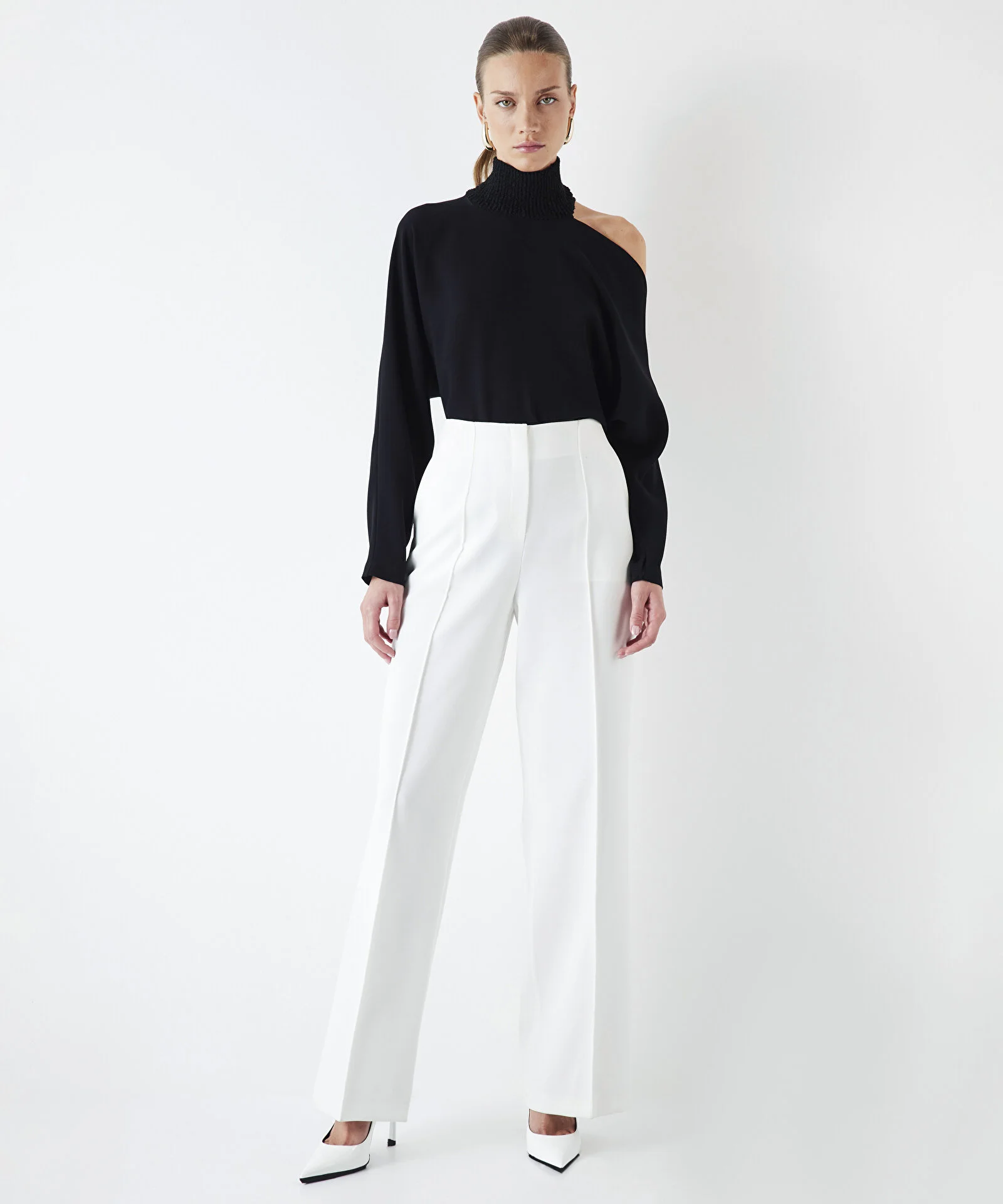 Triko Mix Cutout Bluz-Siyah 