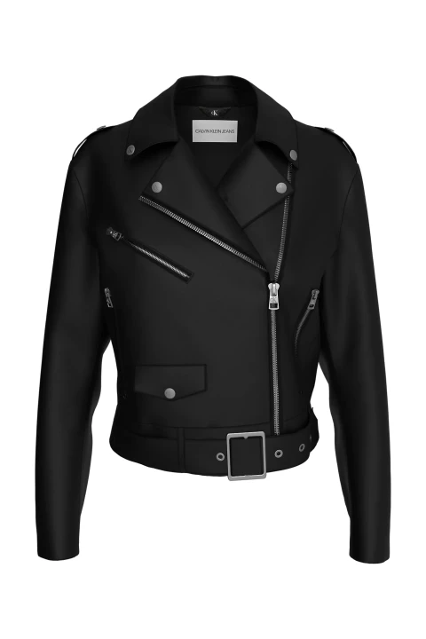 Kadın Classıc Faux Leather Bıker Suni Deri Ceket-Siyah 