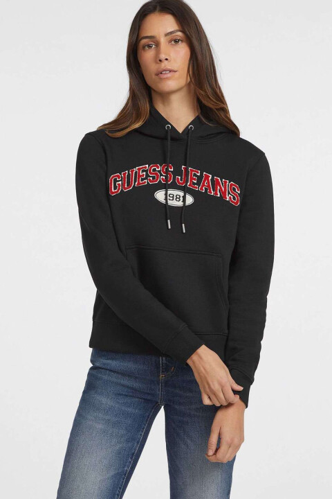 Kadın Gj Şonil Logo Patch Sweatshirt - Siyah 