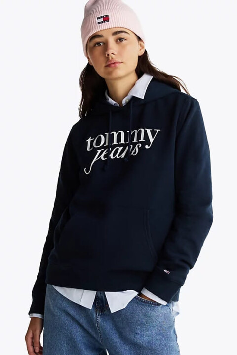 Kadın Logo Bağcıklı Kapüşonlu Sweatshirt - Lacivert 