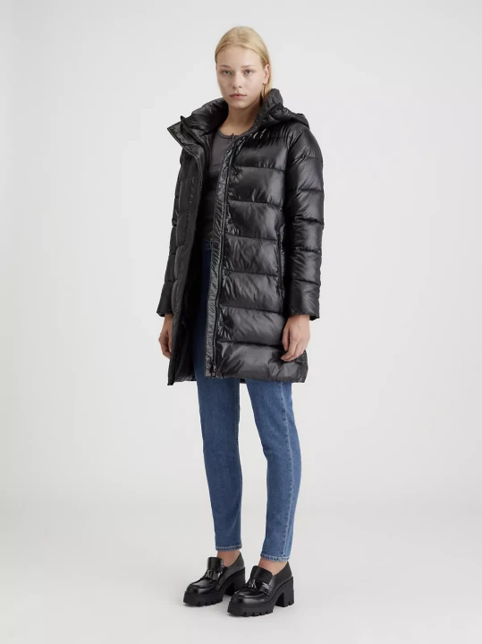 Kadın Lw Padded Long Fıtted Şişme Mont-Siyah 