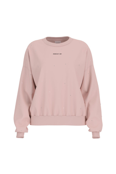 Kadın Rhinestones CN Sweatshirt- Pembe 