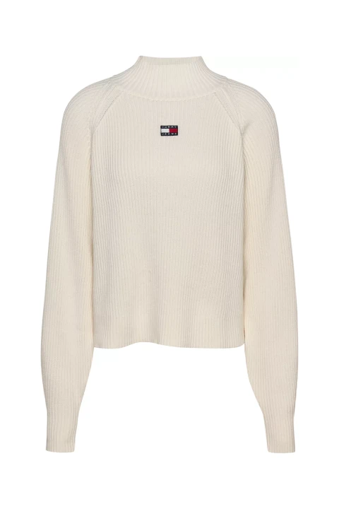 Kadın Tjw Badge Mockneck Kazak-beyaz - Tommy Hilfiger