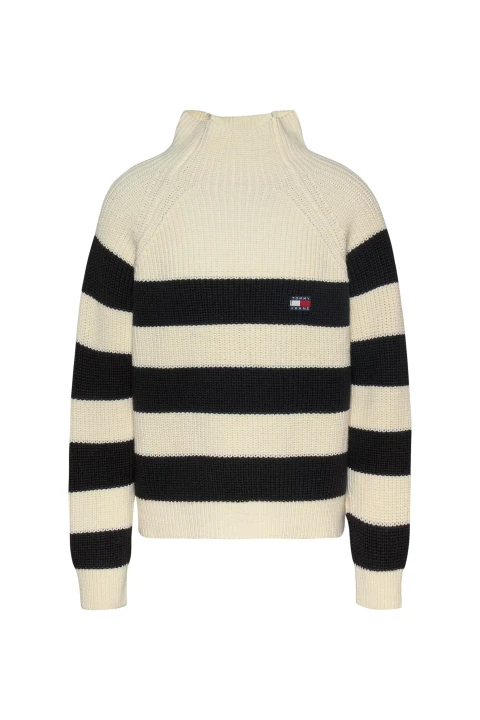 Kadın Tjw Strıpe Mocknck Badge Kazak-beyaz - Tommy Hilfiger