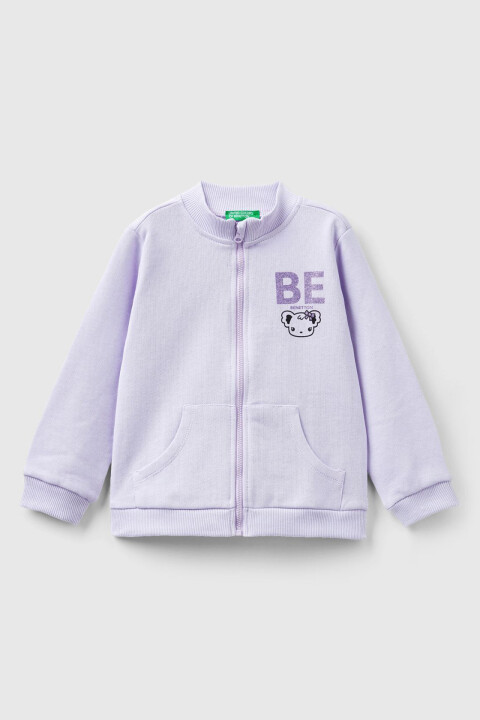 Kız Çocuk Fermuarlı Sweatshirt - Lila 