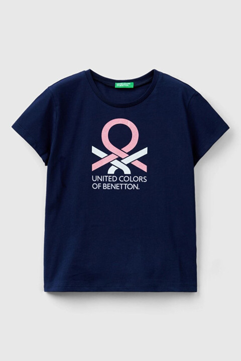 Kız Çocuk Kısa Kollu T-Shirt - Lacivert 