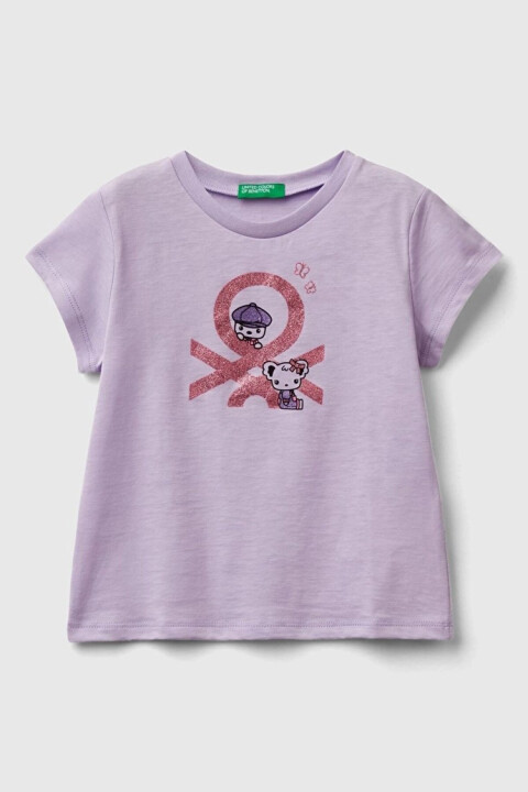 Kız Çocuk Kısa Kollu T-Shirt - Lila 