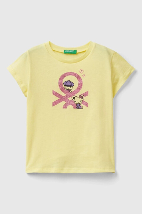 Kız Çocuk Kısa Kollu T-Shirt - Sarı 
