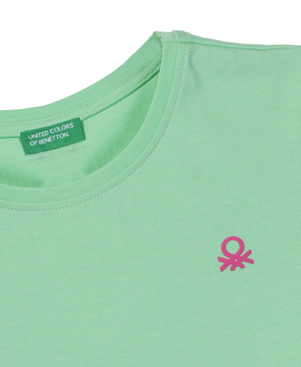 Kız Çocuk Kol Yırtmaçlı T-Shirt - Mint Yeşili 