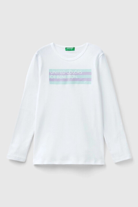 Kız Çocuk Uzun Kollu T-Shirt - Beyaz 
